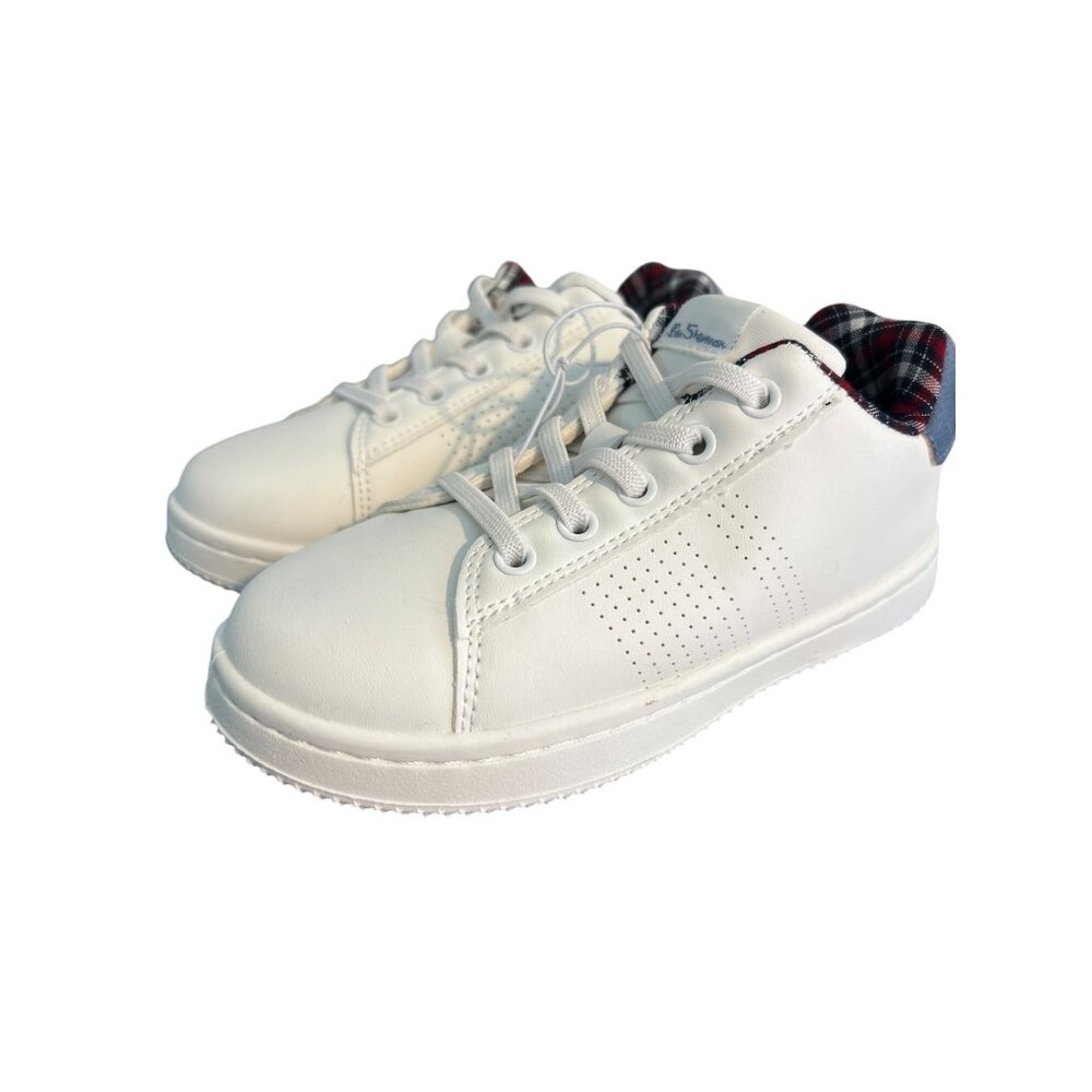 Ben Sherman Hardie White Boy Sneakers Shoes Slip On Plaid Faux Leather Sz13 NWOT